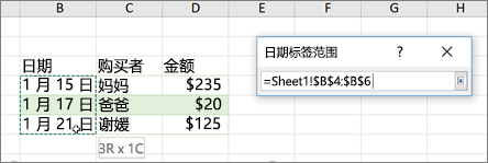 “數據標簽范圍”對話框